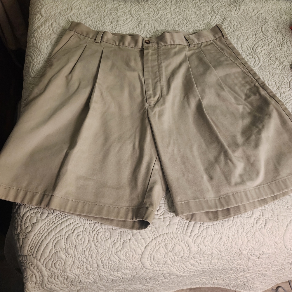 Paul Fredrick Khaki Flat Front Men's Shorts
